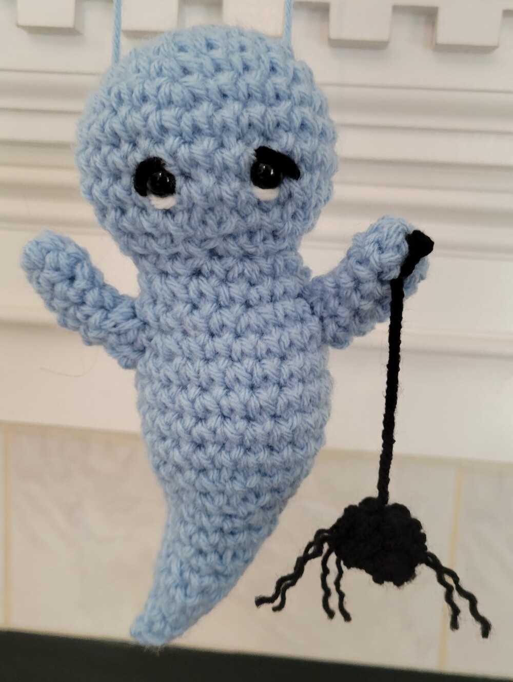 Halloween Ghost Dangler Blue With Spider Spooky Sweet Decoration Ornament Car